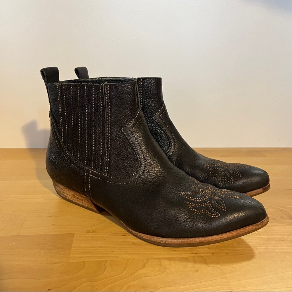 Black Leather Ankle Boots